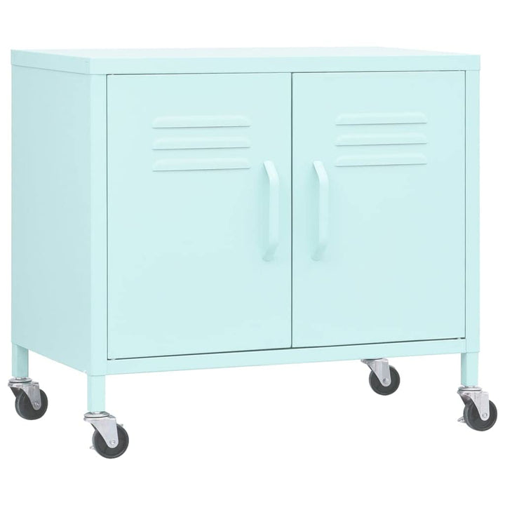 vidaXL Lagerschrank Mintgrün 60x35x56cm Stahl Sideboard Schrank mit Rollen Büroschrank Metallschrank