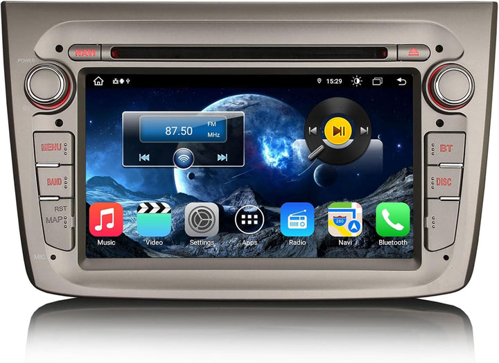Erisin 7 Zoll 8-Kern 4GB RAM 64GB ROM Android 12 Autoradio mit GPS Navi für Alfa Romeo Mito Unterstü