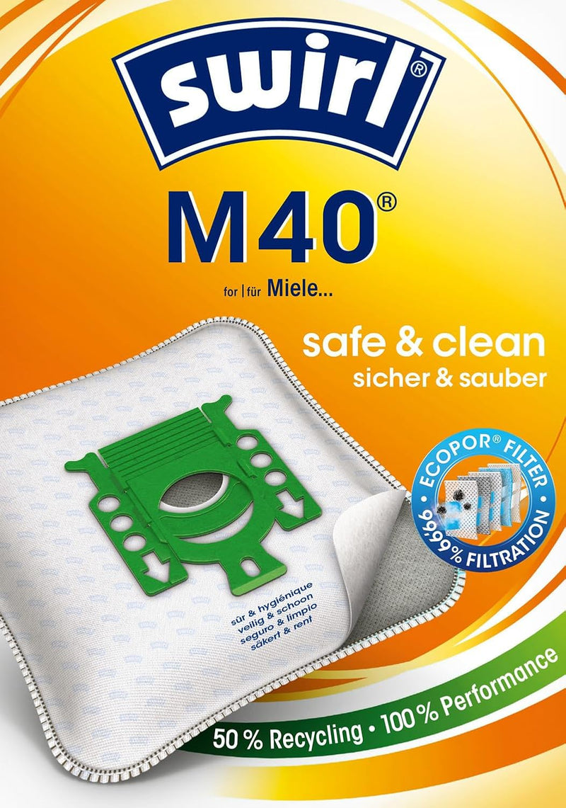 Swirl M 40/10 MicroPor Plus Staubsaugerbeutel für Siemens und Bosch Staubsauger | Anti-Allergen-Filt