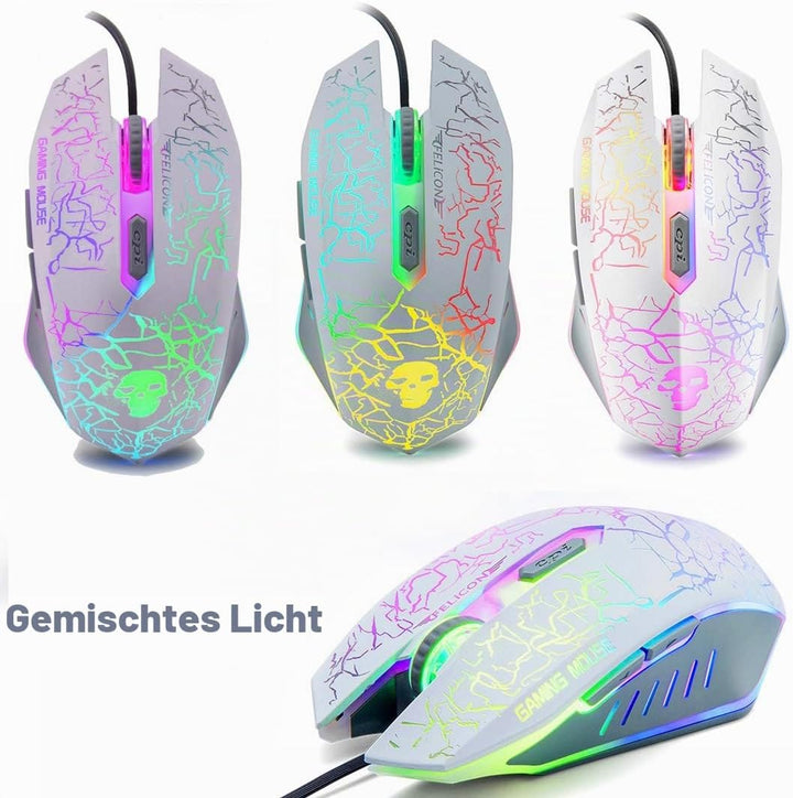 Gaming-Tastatur und -Maus UK-Layout ergonomische USB-Gaming-Tastatur mit Regenbogen-Hintergrundbeleu