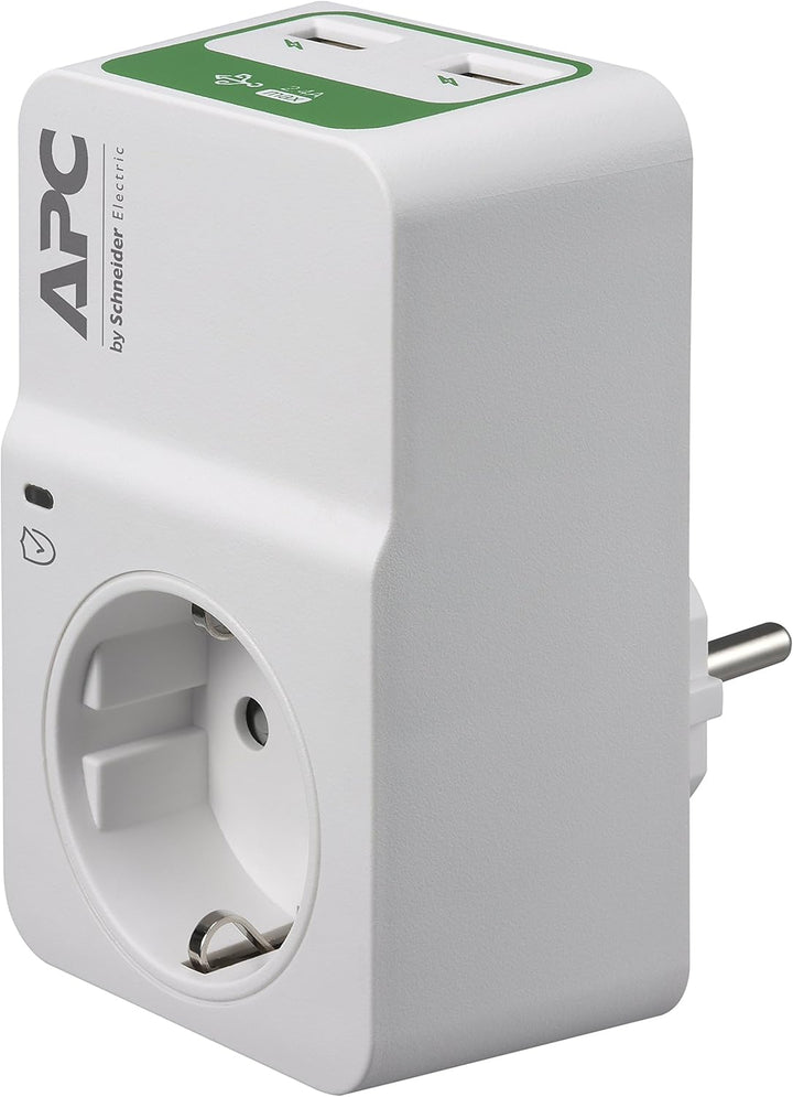 APC-Surge Protector - PM1WU2-GR - Steckdosenadapter mit Überspannungsschutz (1 Stecker Schuko, 2 USB