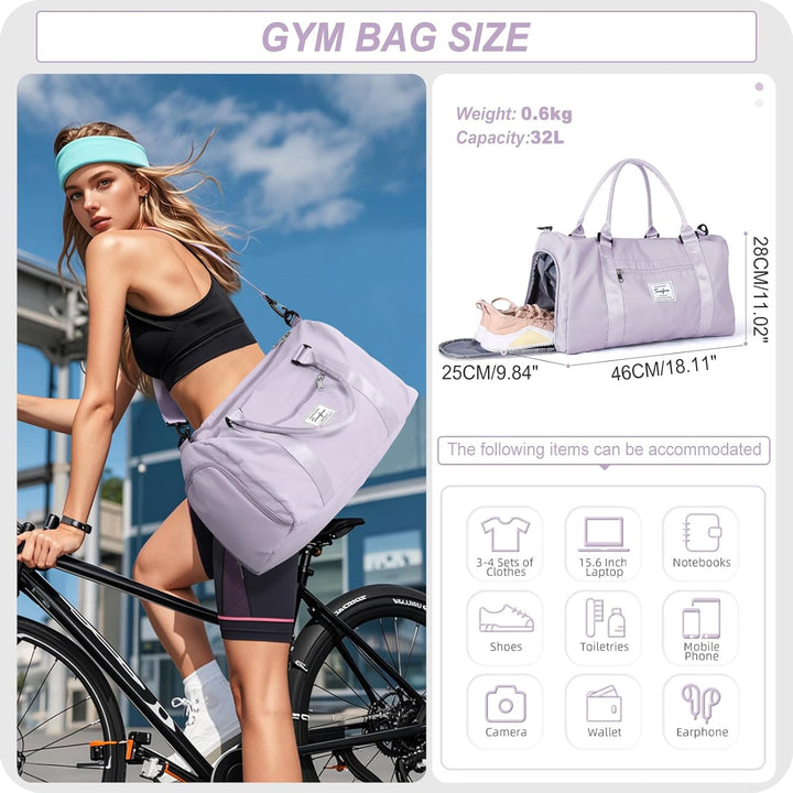 WEPLAN Sport Duffel Bag Damen Herren Sporttasche mit Schuhfach & Nassfach Reisetasche Handgepäck Tas