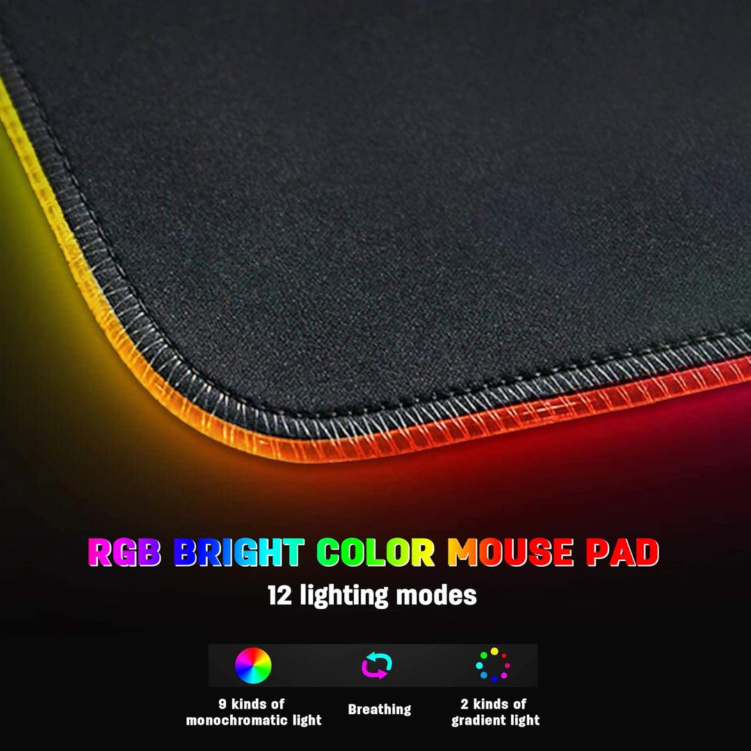 DORRISO RGB Gaming Mauspad 900x400x3mm XXL RGB LED Schreibtischunterlage Grosse Mousepad Wasserdicht