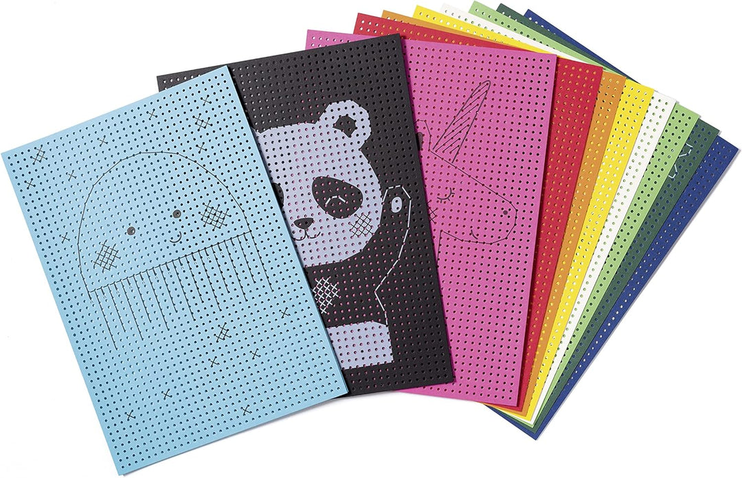 folia 2349 - Stickkarton "Animals", 300g / m², weiss bedruckt, 17,5 x 24,5 cm, 40 Blatt, 8 Motive -