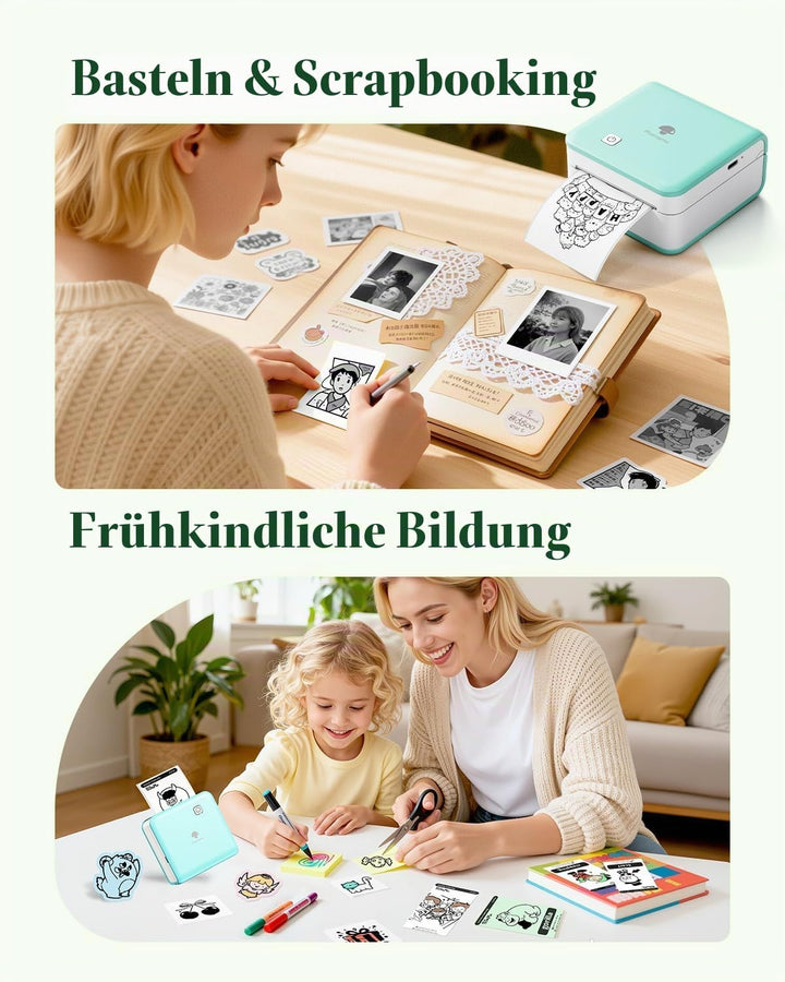 Phomemo Mini Drucker Drucker für Smartphone, P2S Bluetooth Aufkleber Drucker für Lernen, Mini Tragba