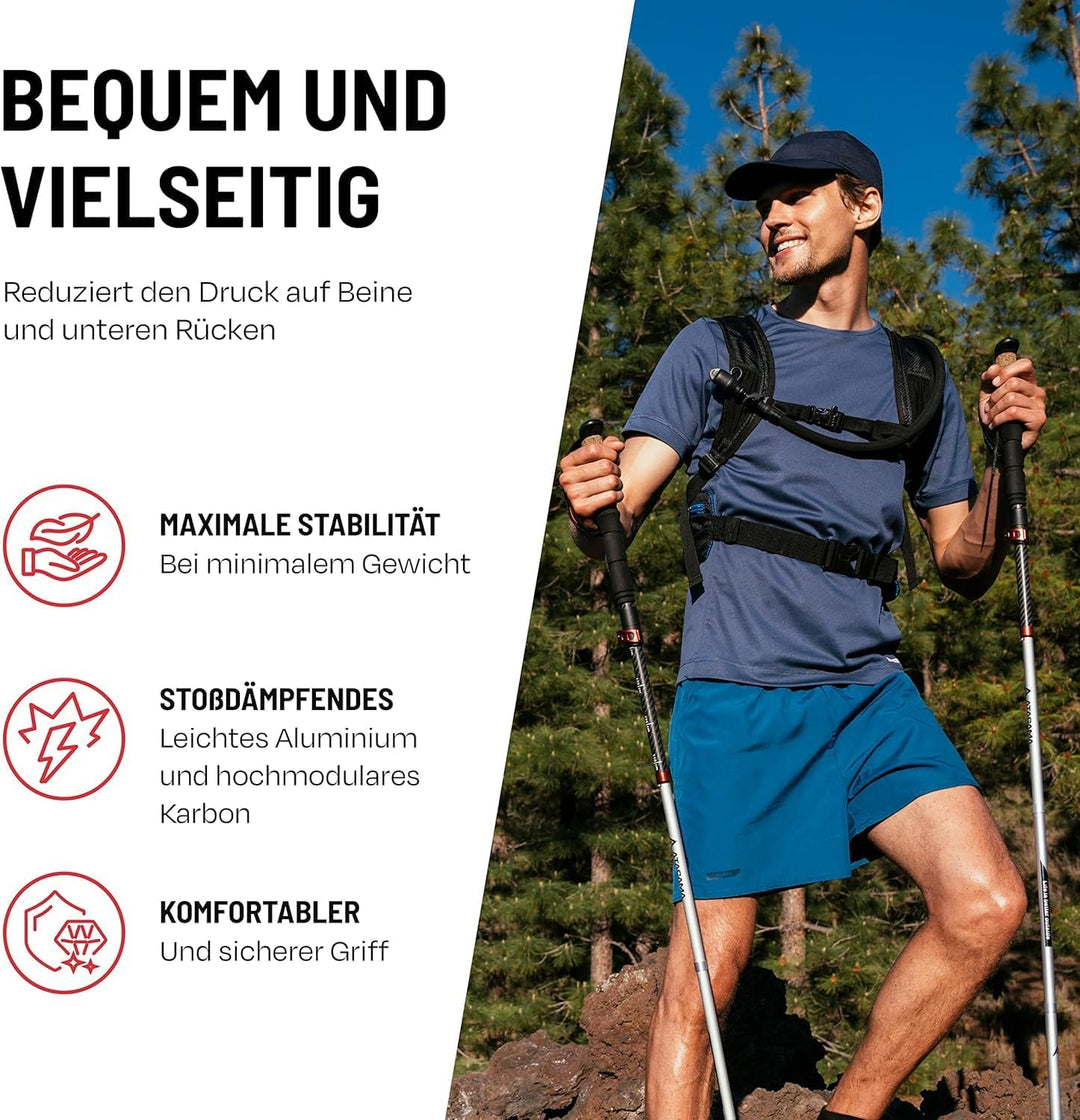 ATACAMA Nordic Walking Stöcke Damen und Herren Wanderstöcke Faltbar &amp; Wanderstöcke Teleskop aus Carb