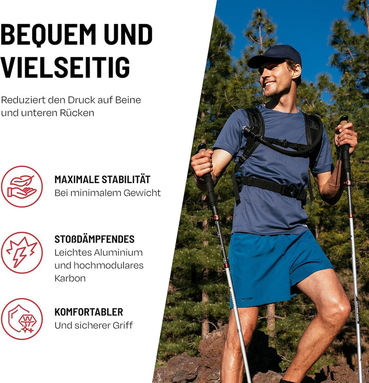ATACAMA Nordic Walking Stöcke Damen und Herren Wanderstöcke Faltbar &amp; Wanderstöcke Teleskop aus Carb