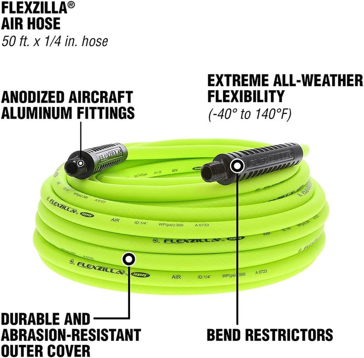 Flexzilla HFZ1450YW2 air-tool-hoses 1/4" (inches) x 50' (feet) Flexzilla, 1/4" (inches) x 50' (feet)