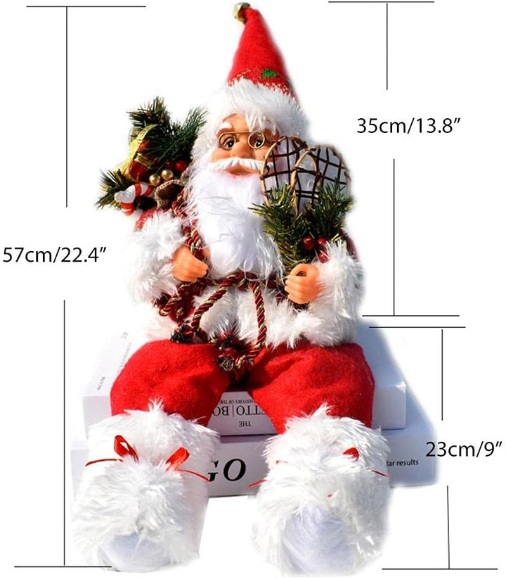 HUSHUI Weihnachtssitzende Figur Stehender Weihnachtsmann,Weihnachtsvitrine Dekoration Sitzender Weih