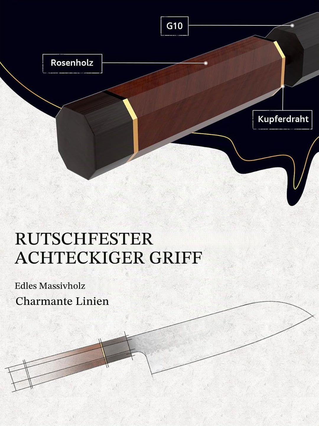 HOSHANHO Santoku Messer 18cm Handgeschmiedetes Kochmesser, Santokumesser Scharfe Messerklinge Küchen