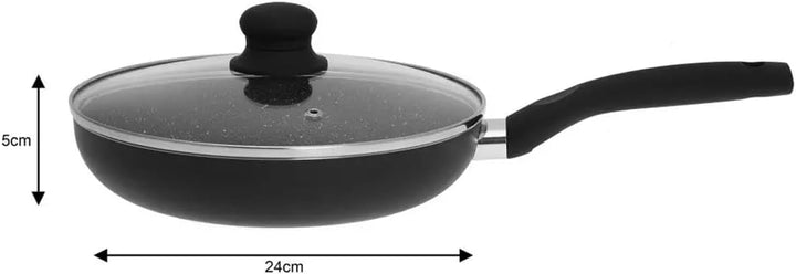 KING HOFF Marmorbeschichtete Pfanne mit Deckel (24 cm), 24 cm