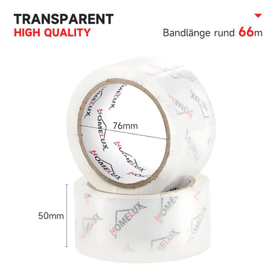 HOMELUX 108 Rollen Paketklebeband Paketband Klebeband Transparent Packband Verpackungsband - 66m Lan