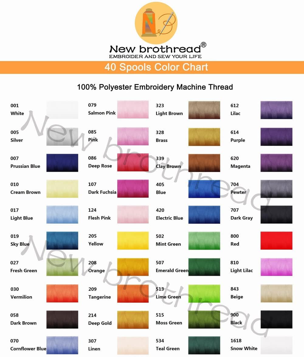 New brothread 40 Brother Farben Polyester Maschinen Stickgarn 500M (550Y) für Brother/Babylock/Janom