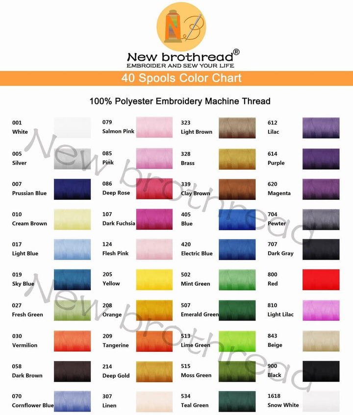 New brothread 40 Brother Farben Polyester Maschinen Stickgarn 500M (550Y) für Brother/Babylock/Janom