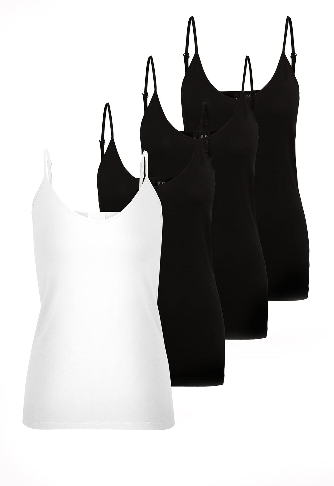 VERO MODA Damen Vmmaxi My Soft V Singlet S Mehrfarbig (1x Bright White/ 3x Black), S Mehrfarbig (1x