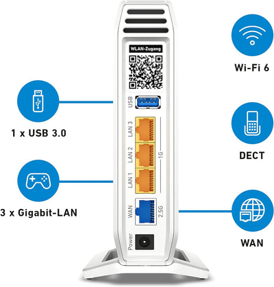 AVM FRITZ!Box 4060 (Wi-Fi 6 Mesh Router, bis zu 4.800 MBit/s (5 GHz) & 1.200 MBit/s (2,4 GHz), 2,5 G