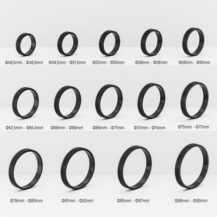 NEEWER 14STK Seamless Follow Focus Gear Ring Set 0.8 MOD für ø46.5-90mm Objektiv, Kompatibel mit Sma