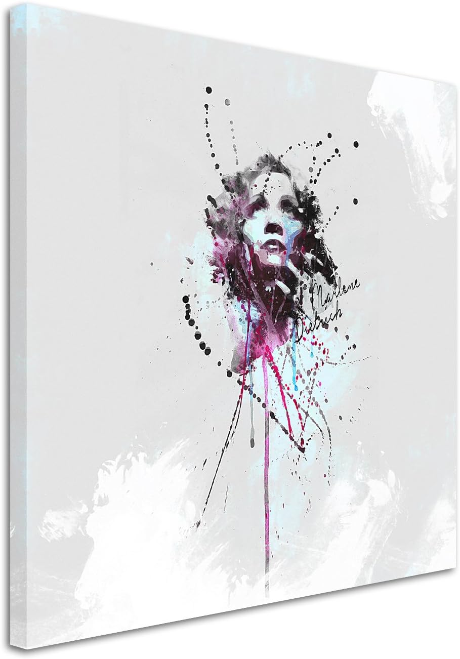 Paul Sinus Art Marlene Dietrich 60x60cm Keilrahmenbild Kunstbild Aquarell Art Wandbild auf Leinwand