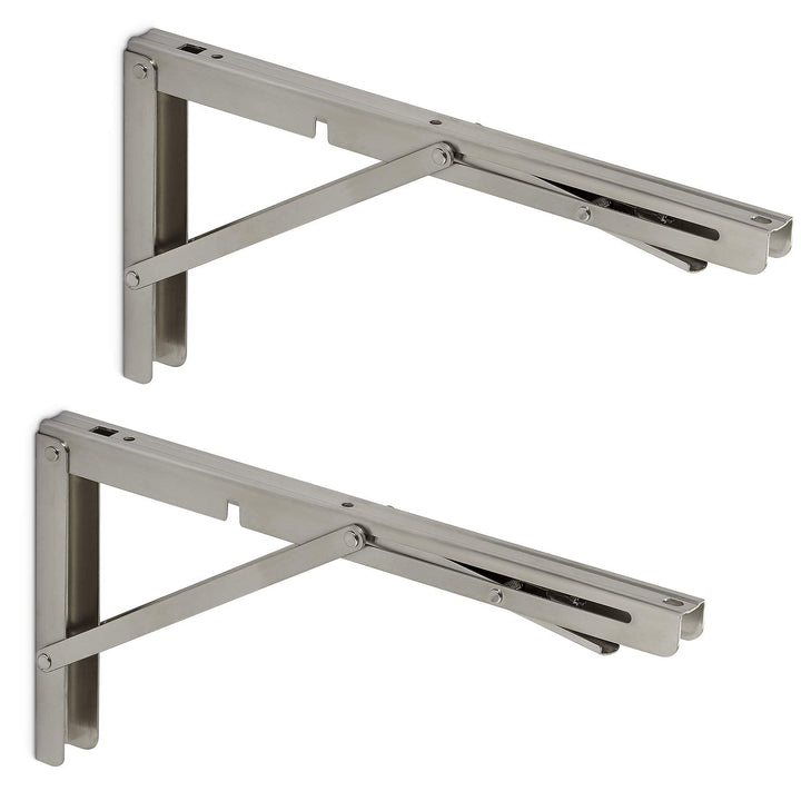 1 Paar Schwerlast- Klappkonsolen echt Edelstahl (350 x 175 mm) Tragkraft bis 150 kg, für die Wand-Mo
