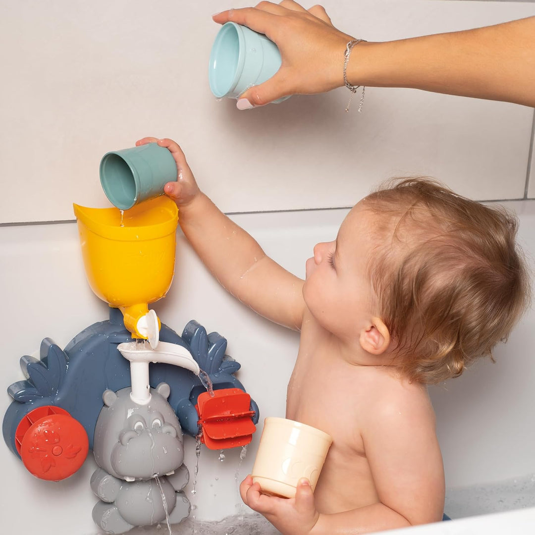Little Smoby - Hippo Badewannenspielzeug ab 1 Jahr - Wasserspielzeug mit Spritzfunktion, Bechern und
