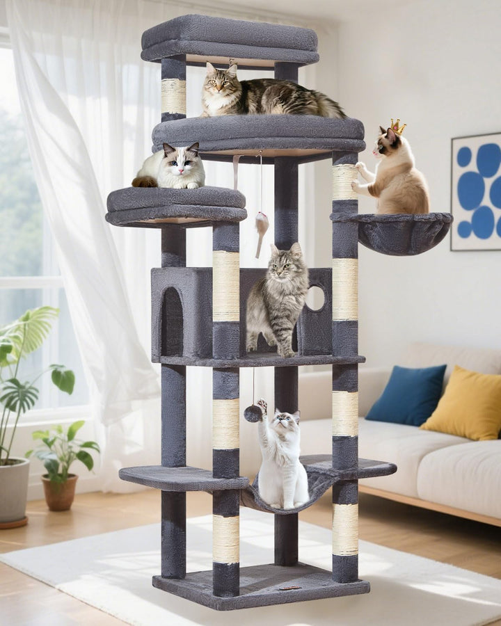 Taoqimiao 180CM Kratzbaum Gross xxl, Katzenbaum Grosse Katzen Stabil kratzbaum Maine Coon mit Katzen