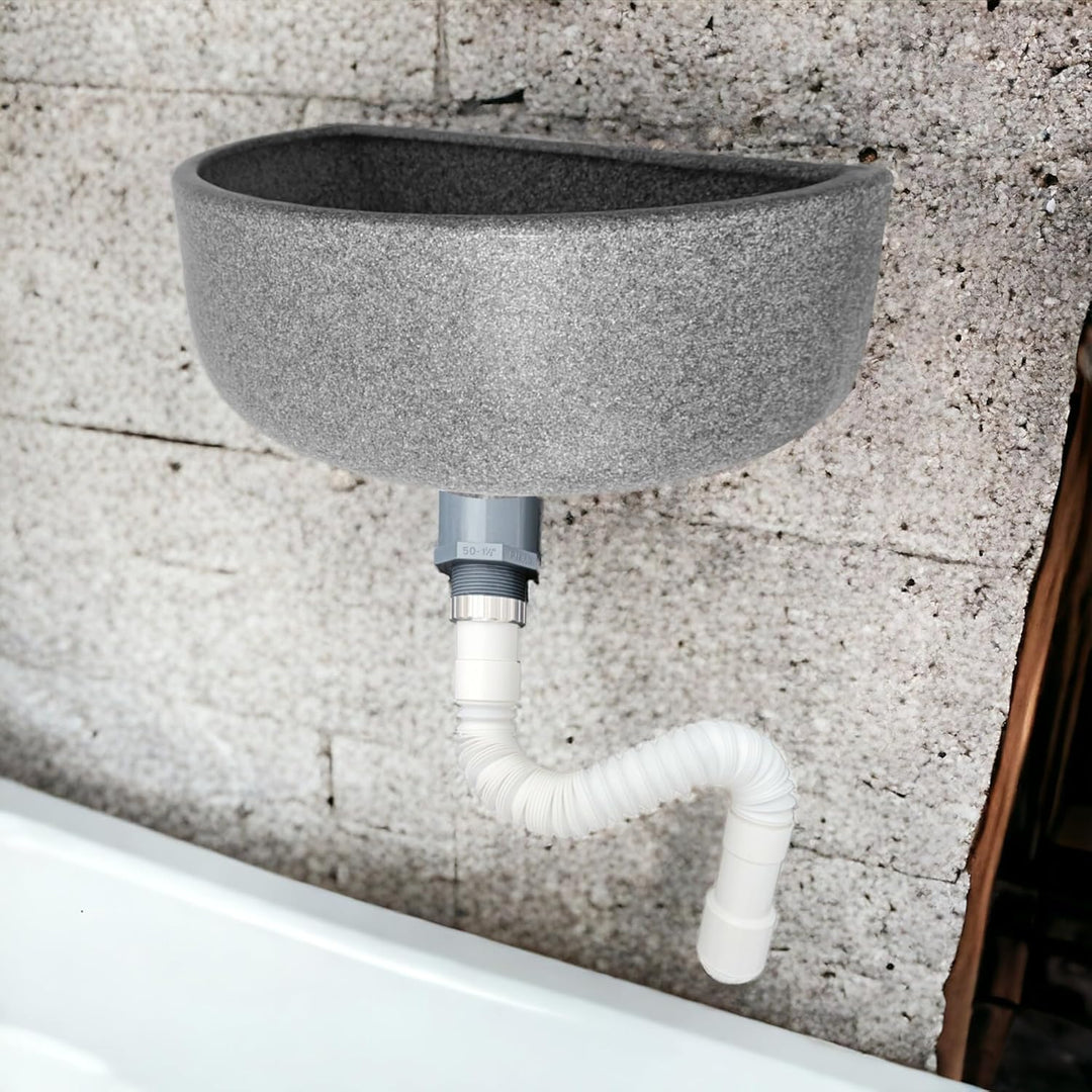 Varile Premium-Set Waschbecken Granit aus Kunststoff für Garten & Keller inkl. Abflusssieb-Haarsieb