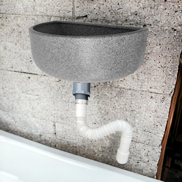 Varile Premium-Set Waschbecken Granit aus Kunststoff für Garten & Keller inkl. Abflusssieb-Haarsieb