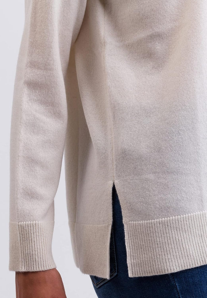 100% Kaschmir Damen Pullover mit geradem Schnitt und Seitenschlitz | Sweater Rundhalsausschnitt 2-fä