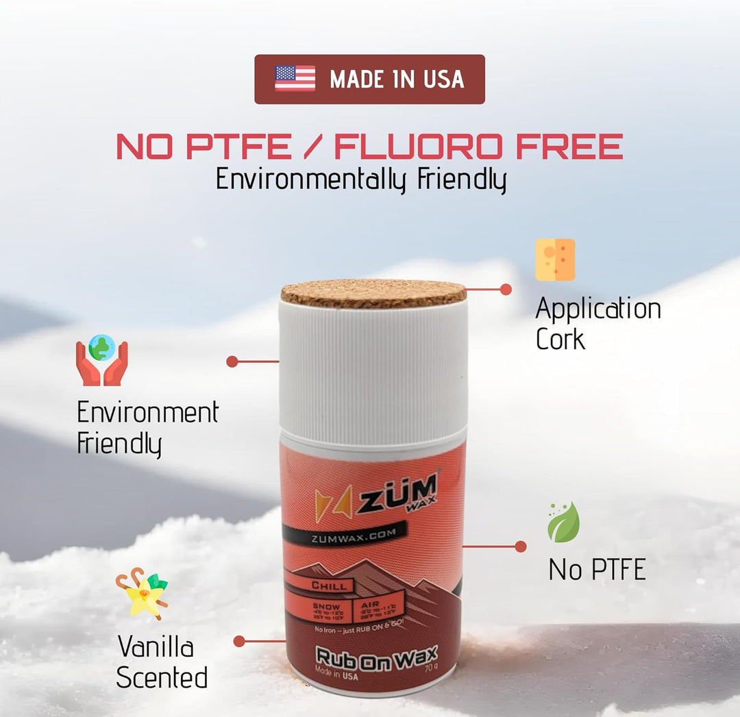 ZUMWax RUB ON WAX Ski/Snowboard - CHILL Temperature - 70 gram - INCREDIBLY FAST!!! by ZUMWax