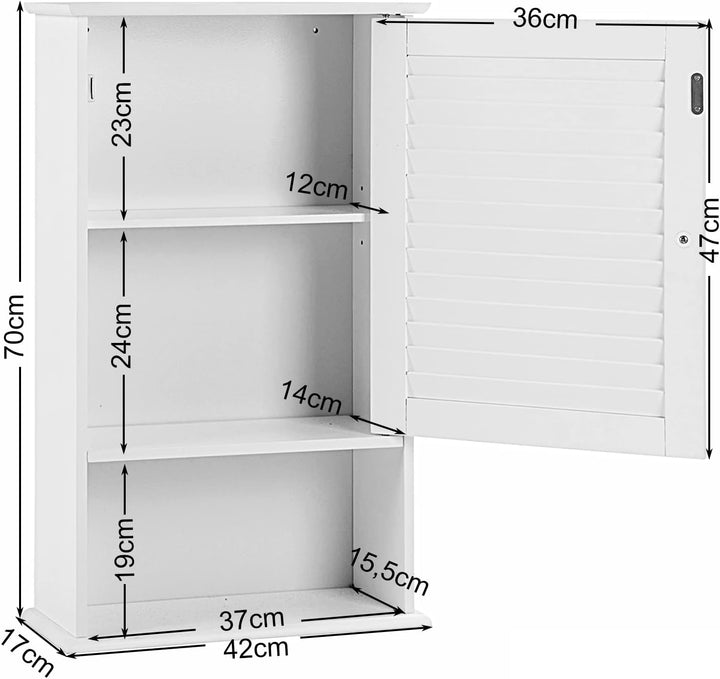 GOPLUS Hängeschrank weiss, Badezimmerschrank mit verstellbarem Fächer & Ablage, Badschrank, Küchensc