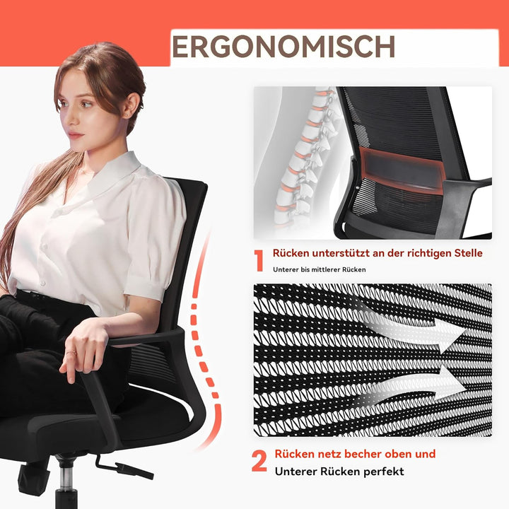 Future Warrior Ergonomischer Bürostuhl, Lendenwirbelstütze, höhenverstellbarer Chefsessel, Drehstuhl