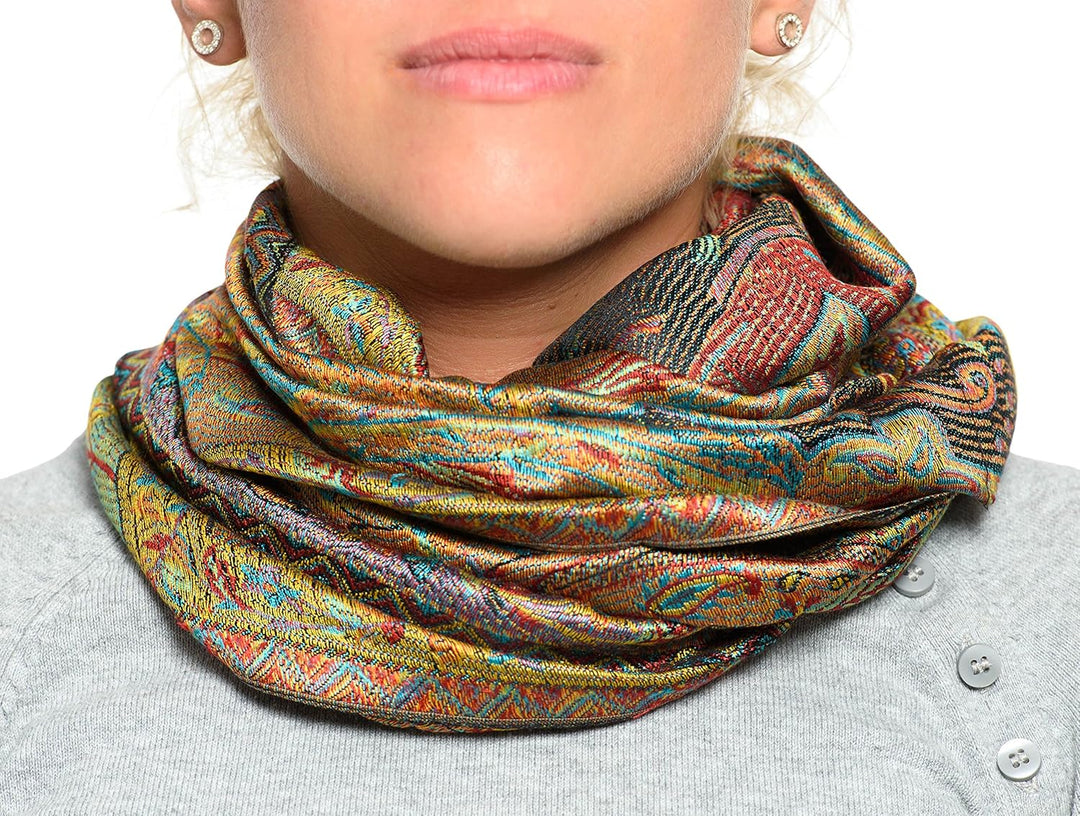 ufash Pashmina 100% Seidenschal aus Indien für Damen &amp; Herren, Paisley Muster, 160 x 35 cm - Schal a