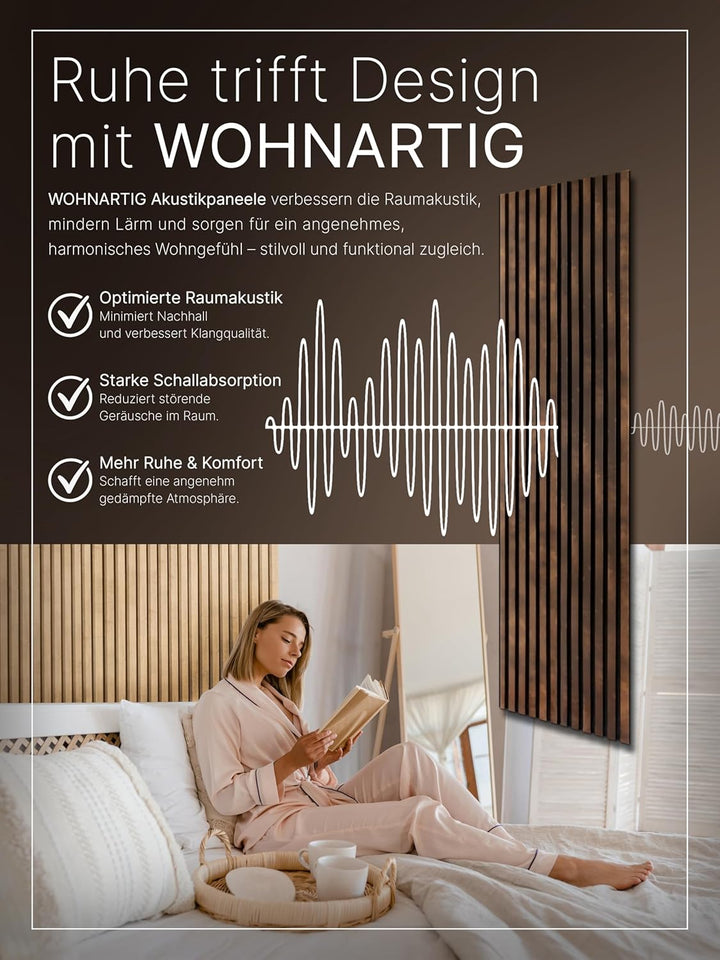 wohnartig® Akustikpaneele 1,485m² - 275cm x 54cm* set - (set = 2 Stück 275cm x 27cm) | Farbe: Antiqu