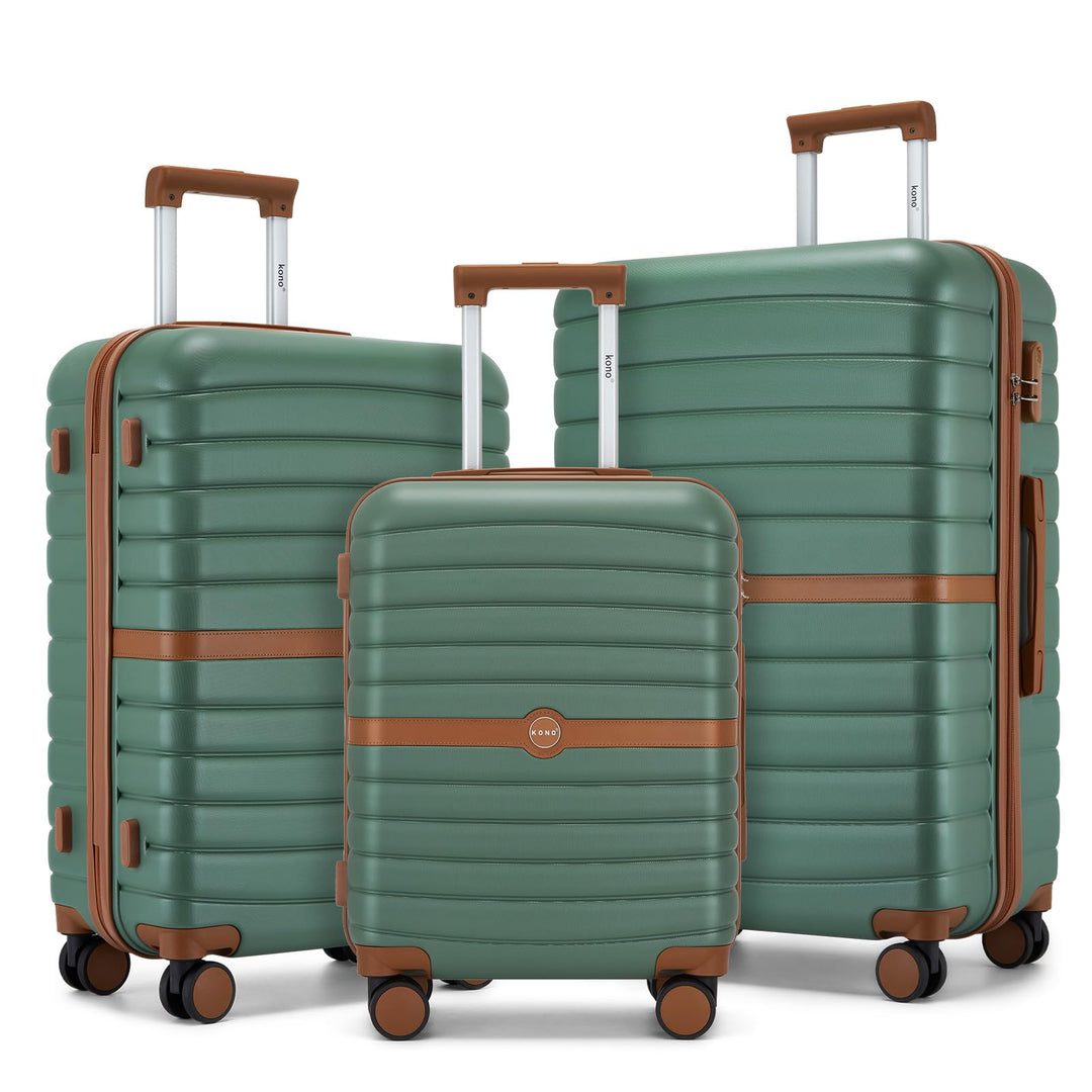 KONO Koffer Reisekoffer Trolley Kofferset 3 Teilig von ABS+PC Hartschalenkoffer mit Zwillingsrollen