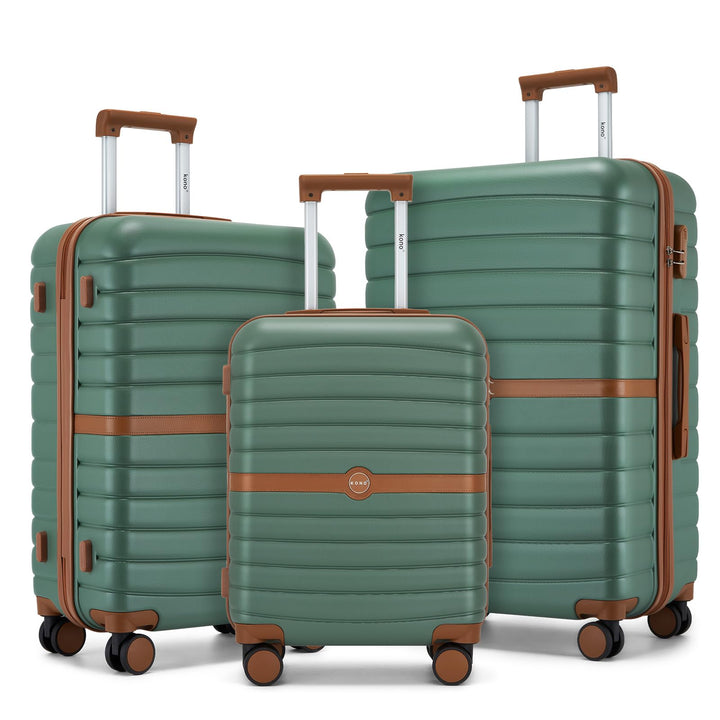 KONO Koffer Reisekoffer Trolley Kofferset 3 Teilig von ABS+PC Hartschalenkoffer mit Zwillingsrollen