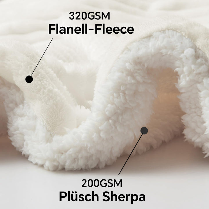 BEDELITE Kuscheldecke Flauschig Decke Klein - Dicke Sherpa Decken Cremeweiss 125x150 für Sofa, warme