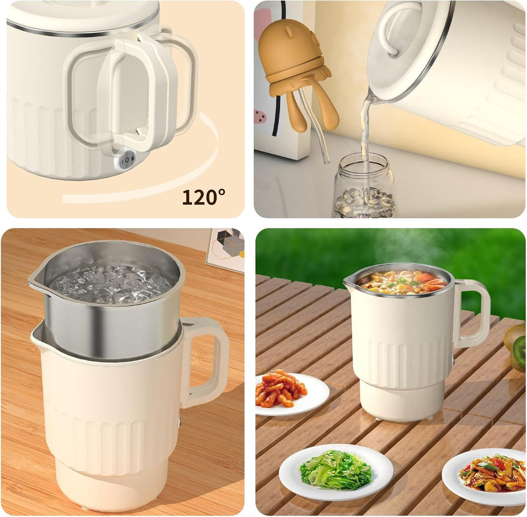Faltbarer Wasserkocher 1L, Camping Tragbarer Wasserkocher, Reise Wasserkessel, 600W 304 Edelstahl El