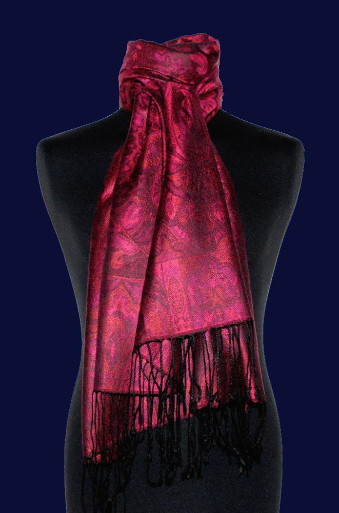 Lorenzo Cana Damen Pashmina Schal Schaltuch Stola Umschlagtuch opulentes Muster in harmonischen Rot