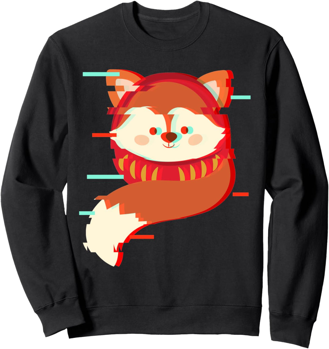 Vaporwave Japanisch Daruma Doll Kawaii Red Fuchs Glitch Sweatshirt