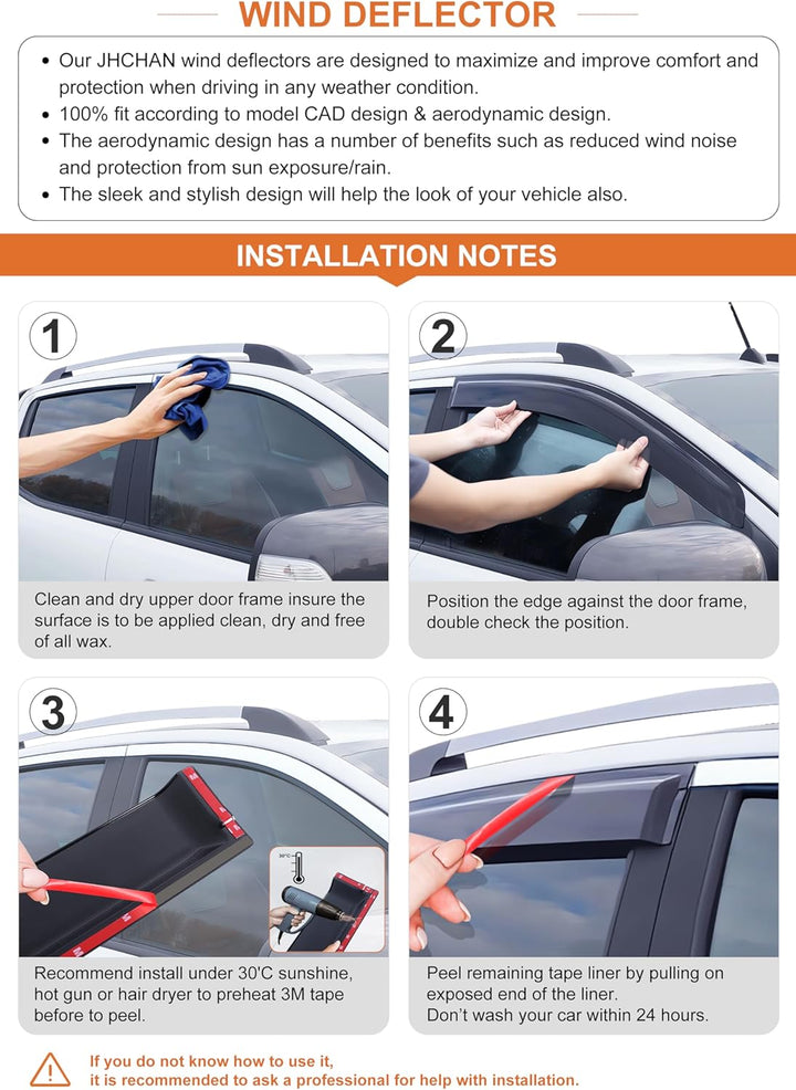 JHCHAN Windabweiser Regenabweiser Schwarz für Ford Ranger 2012-2022 Wildtrak T6 T7 T8 XL XLT Limited