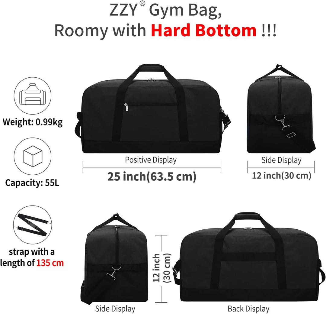 ZZY 55L Sporttasche Herren Gym Sport Tasche - 25 Zoll Reisetasche Duffle Bag mit Hartboden für Woche