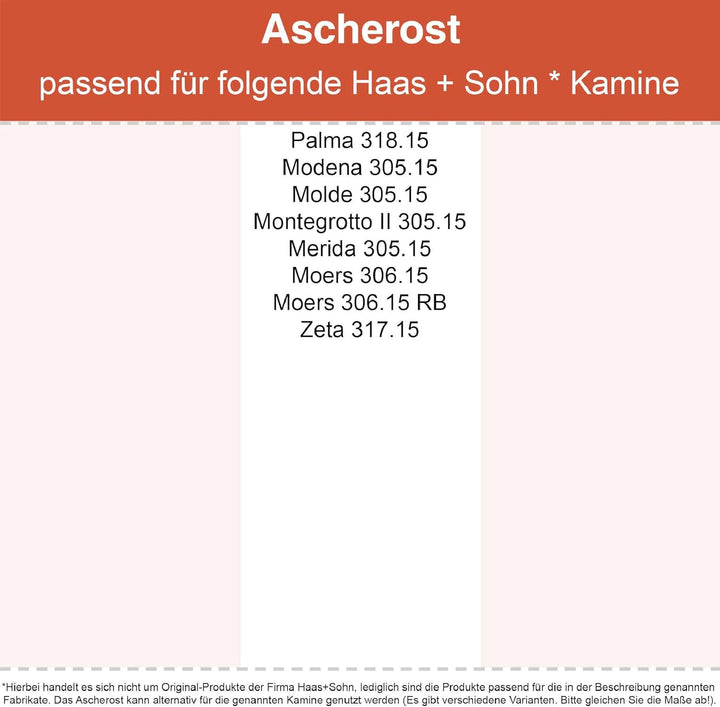 Kaminrost/Stehrost 363 x 60 x 4 mm passend für Haas+Sohn ** Kaminöfen inkl. Modellübersicht - Ascher