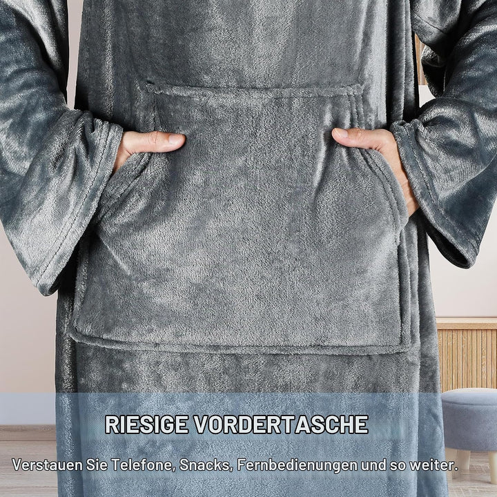 Catalonia Classy Decke mit Ärmeln und Kapuze als Geschenk für Frauen Herren, Flauschig Fleece Kusche