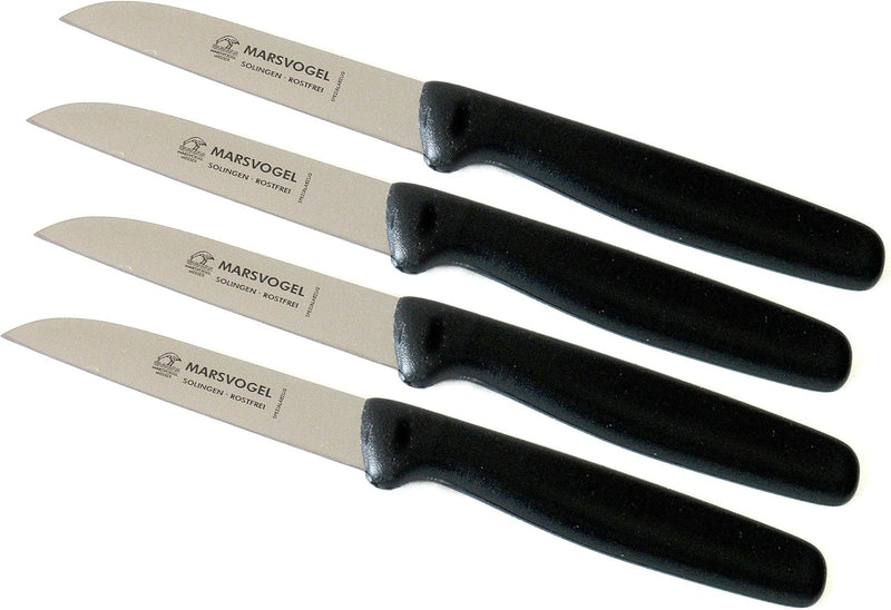 Marsvogel - 4er Pack Gemüsemesser 3" Schwarz - gerade Klinge - Griffe aus PP Kunststoff - Made in So