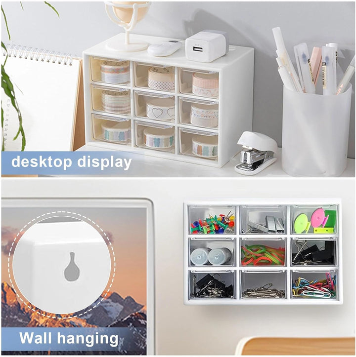 2 Stück Bastelbox Aufbewahrung mit 9 Mini Schubladen Organizer Desktop Aufbewahrungsbox Bastel Organ
