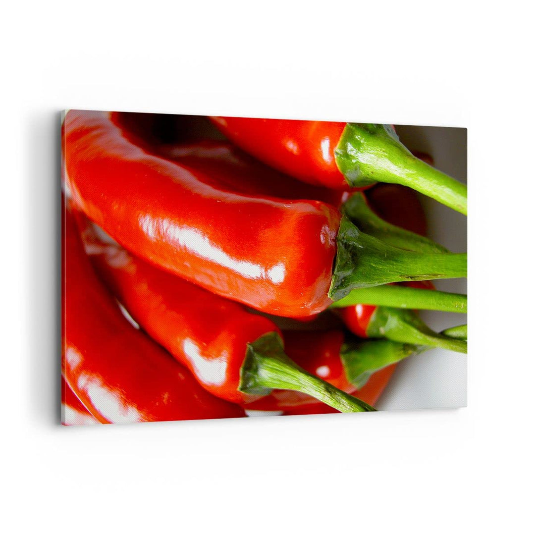 Bilder auf Leinwand 100x70cm Leinwandbild mit Rahmen Gemüse würzig Chili Gross Wanddeko Bild Schlafz