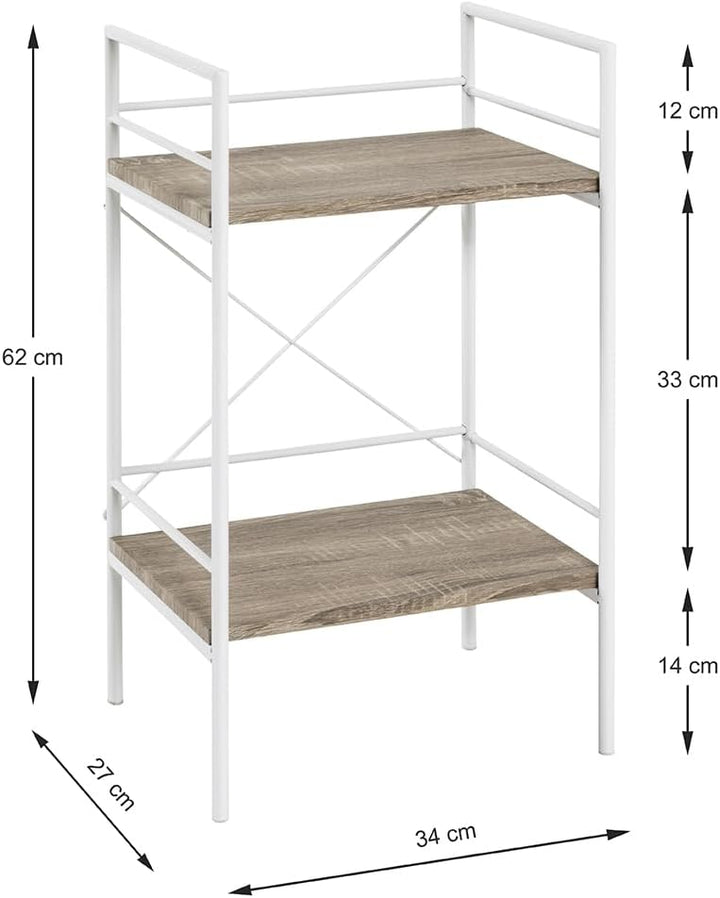 HAKU Möbel Beistelltisch, MDF, weiss-eiche hell, B 34 x T 27 x H 62 cm, Weiss-eiche Hell