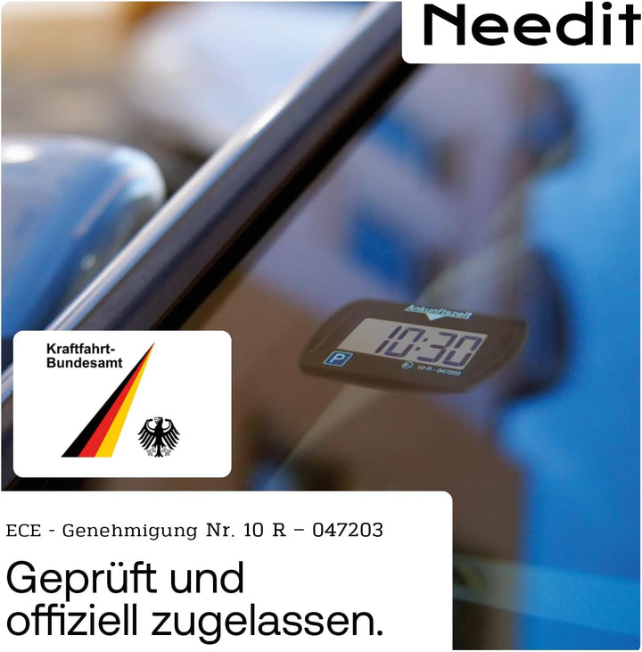 Needit Park Mini Blau elektronische Parkscheibe Digitale Parkuhr mit offizieller Zulassung des Kraft