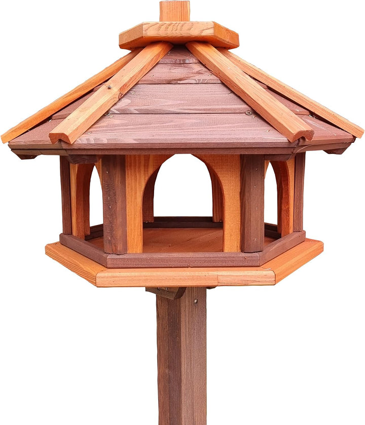 Vogelhaus mit Stander aus Holz, wetterfest, vogelfutterhaus, Futterhaus, Futterstation für Wildvögel