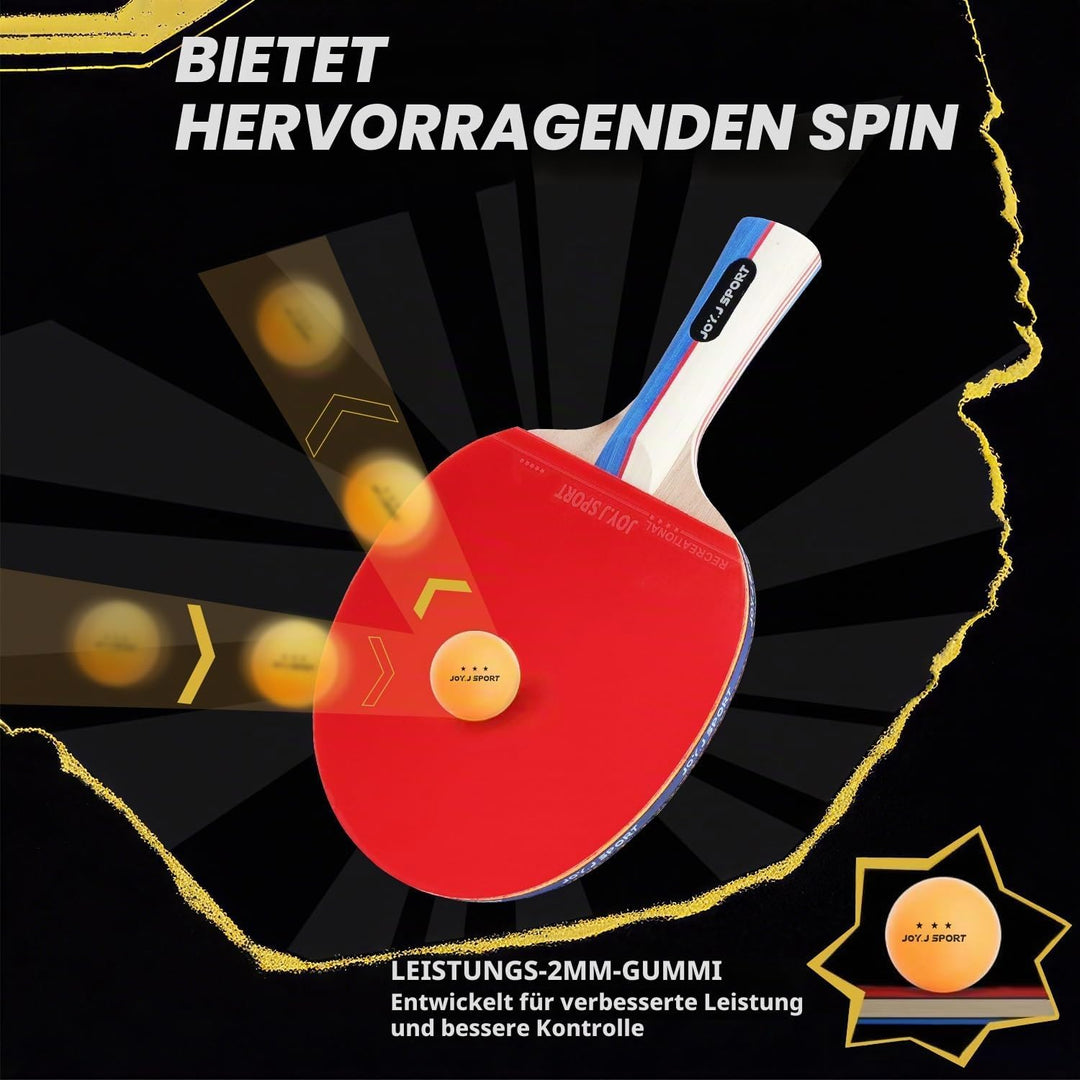 Tischtennisschläger, Pingpong-Schläger Set mit 2 Schläger und 3 Bällen, Tischtennis-Schläger für Anf